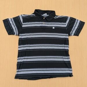 Vintage Machine Y2K Streetwear Striped‎ Short Sleeve Polo Shirt Casual Men's XL